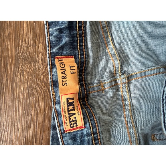 SEVEN7 Jeans Co Men Premium Denim Straight Fit Jeans W38 L34 Light Wash 38x34 - Picture 5 of 5